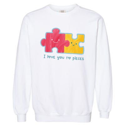 I Love You To Pieces Cute Puzzle Garment-Dyed Sweatshirt