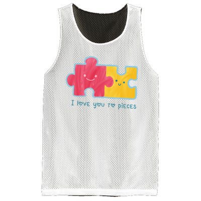 I Love You To Pieces Cute Puzzle Mesh Reversible Basketball Jersey Tank