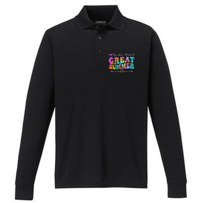 I Love You All Have a Great Summer Groovy For Wo Teacher Performance Long Sleeve Polo