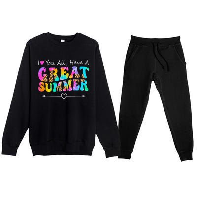 I Love You All Have a Great Summer Groovy For Wo Teacher Premium Crewneck Sweatsuit Set