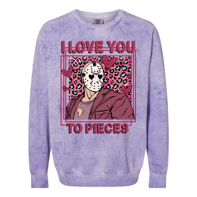 I Love You To Pieces ValentineS Day Horror Character Colorblast Crewneck Sweatshirt