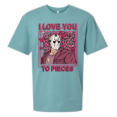 I Love You To Pieces ValentineS Day Horror Character Sueded Cloud Jersey T-Shirt