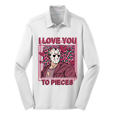 I Love You To Pieces ValentineS Day Horror Character Silk Touch Performance Long Sleeve Polo