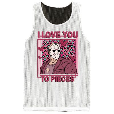 I Love You To Pieces ValentineS Day Horror Character Mesh Reversible Basketball Jersey Tank