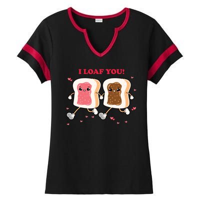 I Loaf You Valentines Day Funny Gift Ladies Halftime Notch Neck Tee