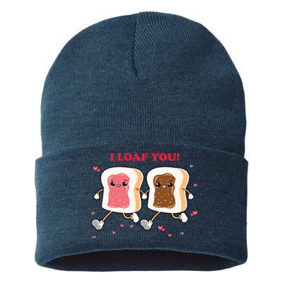 I Loaf You Valentines Day Funny Gift Sustainable Knit Beanie