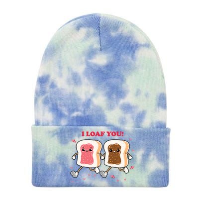 I Loaf You Valentines Day Funny Gift Tie Dye 12in Knit Beanie