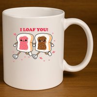 I Loaf You Valentines Day Funny Gift 11oz C Handle Ceramic Mug