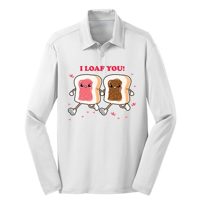 I Loaf You Valentines Day Funny Gift Silk Touch Performance Long Sleeve Polo