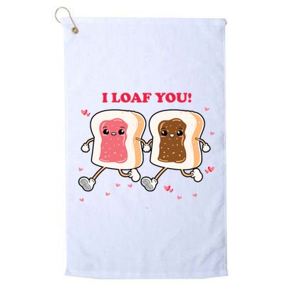 I Loaf You Valentines Day Funny Gift Golf Towel