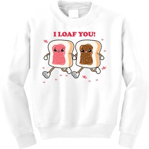 I Loaf You Valentines Day Funny Gift Kids Sweatshirt