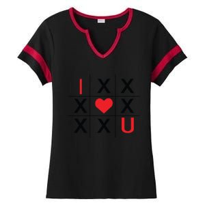 I Love You Tic Tac Toe Cute Valentines Day Ladies Halftime Notch Neck Tee