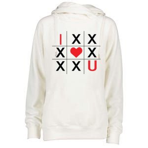 I Love You Tic Tac Toe Cute Valentines Day Womens Funnel Neck Pullover Hood