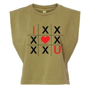 I Love You Tic Tac Toe Cute Valentines Day Garment-Dyed Women's Muscle Tee