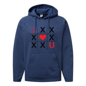 I Love You Tic Tac Toe Cute Valentines Day Performance Fleece Hoodie