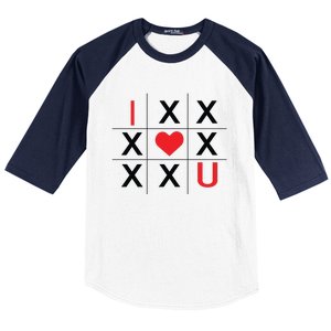 I Love You Tic Tac Toe Cute Valentines Day Baseball Sleeve Shirt