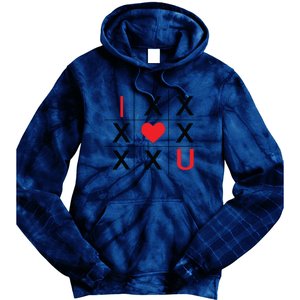 I Love You Tic Tac Toe Cute Valentines Day Tie Dye Hoodie