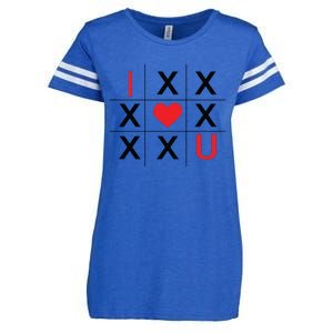 I Love You Tic Tac Toe Cute Valentines Day Enza Ladies Jersey Football T-Shirt