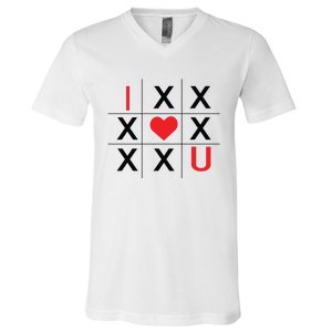 I Love You Tic Tac Toe Cute Valentines Day V-Neck T-Shirt