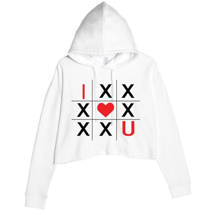 I Love You Tic Tac Toe Cute Valentines Day Crop Fleece Hoodie