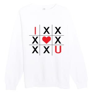 I Love You Tic Tac Toe Cute Valentines Day Premium Crewneck Sweatshirt