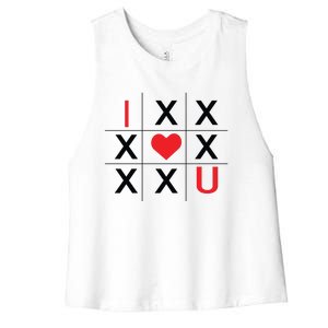 I Love You Tic Tac Toe Cute Valentines Day Women's Racerback Cropped Tank