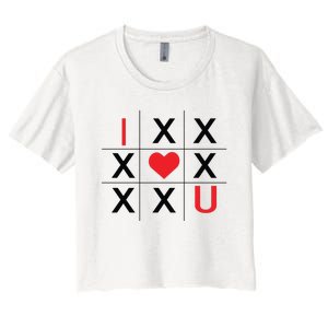 I Love You Tic Tac Toe Cute Valentines Day Women's Crop Top Tee