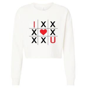 I Love You Tic Tac Toe Cute Valentines Day Cropped Pullover Crew