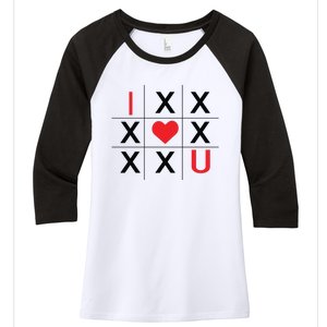 I Love You Tic Tac Toe Cute Valentines Day Women's Tri-Blend 3/4-Sleeve Raglan Shirt