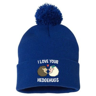 I Love Your Hedgehugs Rotic Valentines Day Hedgehog Gift Pom Pom 12in Knit Beanie