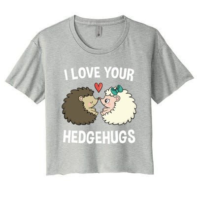 I Love Your Hedgehugs Rotic Valentines Day Hedgehog Gift Women's Crop Top Tee