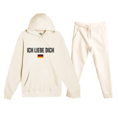 I Love You In German Language Germany Funny German Saying Premium Hooded Sweatsuit Set