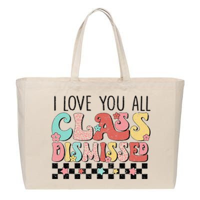 I Love You All Class Dismissed Groovy Teacher Last Day Cotton Canvas Jumbo Tote