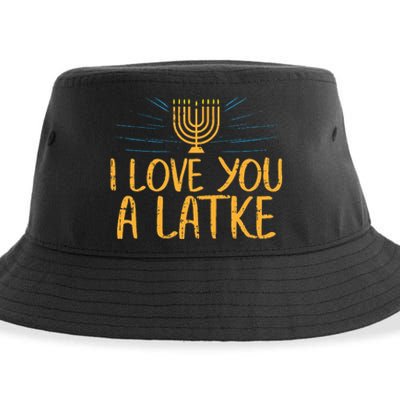 I Love You A Latke Funny Jewish Pun Hanukkah Chanukah Gift  Sustainable Bucket Hat