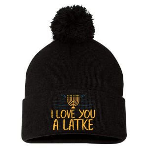 I Love You A Latke Funny Jewish Pun Hanukkah Chanukah Gift  Pom Pom 12in Knit Beanie