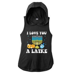 I Love You A Latke Happy Hanukkah Chanukah Pajamas Jewish  Ladies PosiCharge Tri-Blend Wicking Draft Hoodie Tank