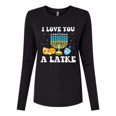 I Love You A Latke Happy Hanukkah Chanukah Pajamas Jewish  Womens Cotton Relaxed Long Sleeve T-Shirt