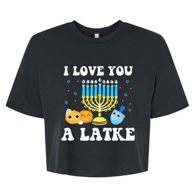 I Love You A Latke Happy Hanukkah Chanukah Pajamas Jewish  Bella+Canvas Jersey Crop Tee