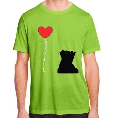 I Love You With All My Heart Valentines Day Cat Kitten Love Adult ChromaSoft Performance T-Shirt