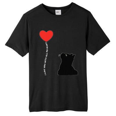 I Love You With All My Heart Valentines Day Cat Kitten Love Tall Fusion ChromaSoft Performance T-Shirt