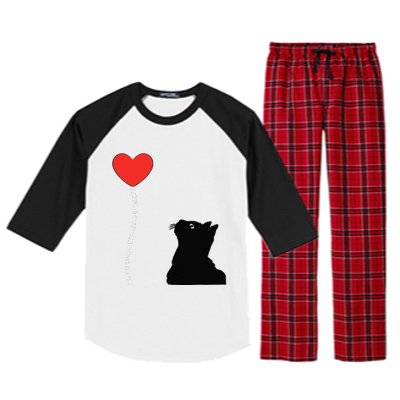 I Love You With All My Heart Valentines Day Cat Kitten Love Raglan Sleeve Pajama Set