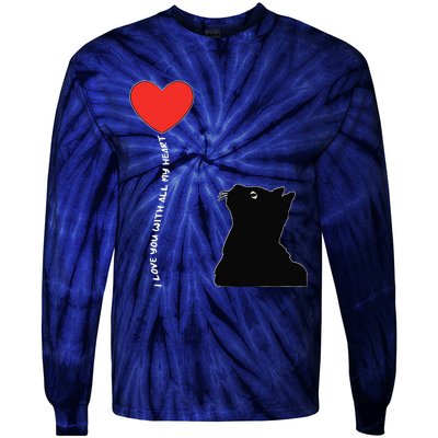 I Love You With All My Heart Valentines Day Cat Kitten Love Tie-Dye Long Sleeve Shirt