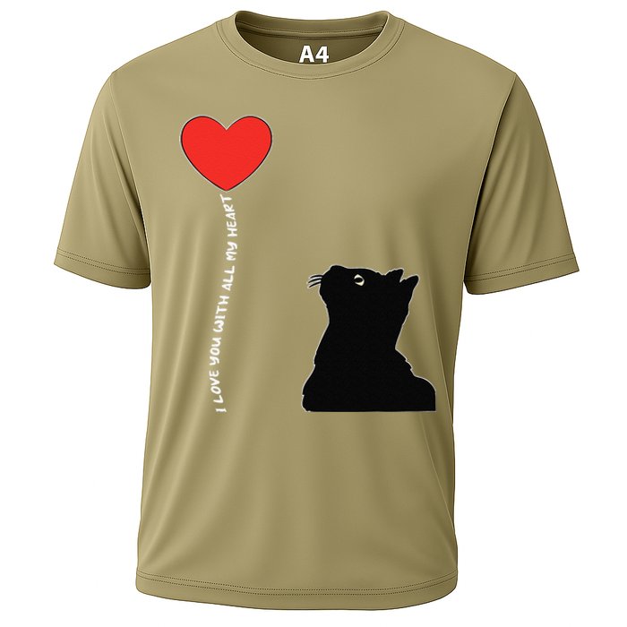 I Love You With All My Heart Valentines Day Cat Kitten Love Cooling Performance Crew T-Shirt