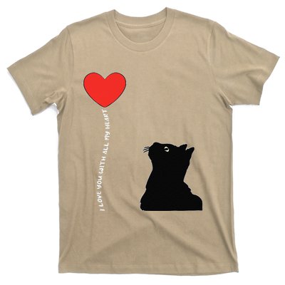 I Love You With All My Heart Valentines Day Cat Kitten Love T-Shirt