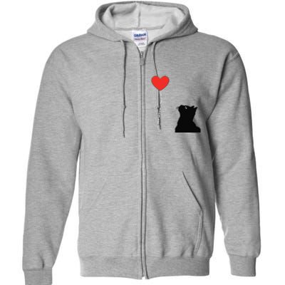 I Love You With All My Heart Valentines Day Cat Kitten Love Full Zip Hoodie