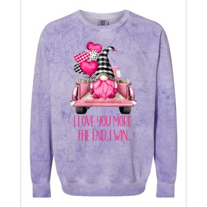 I Love You More Pink Gnome Truck Valentines Day Gift Colorblast Crewneck Sweatshirt