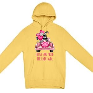 I Love You More Pink Gnome Truck Valentines Day Gift Premium Pullover Hoodie