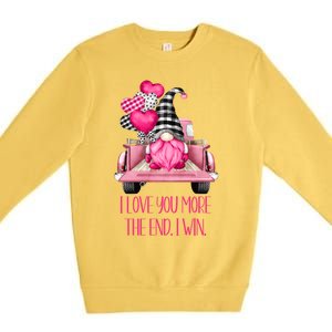 I Love You More Pink Gnome Truck Valentines Day Gift Premium Crewneck Sweatshirt