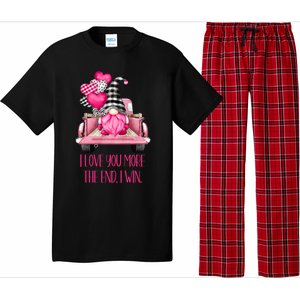 I Love You More Pink Gnome Truck Valentines Day Gift Pajama Set