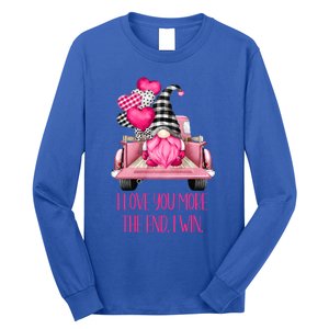 I Love You More Pink Gnome Truck Valentines Day Gift Long Sleeve Shirt